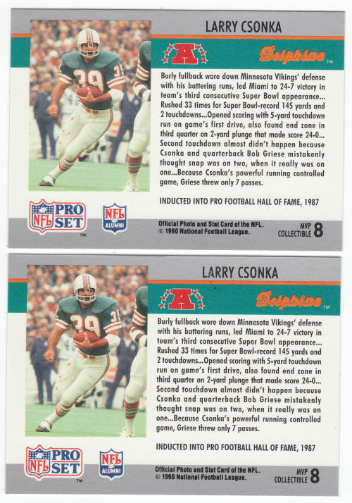 1990 Pro Set Larry Csonka MVP 8 ERR COR