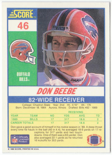 1990 Score Football #46 Don Beebe