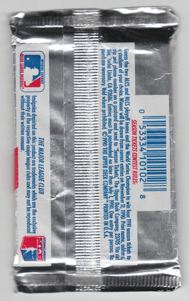 1990 Upper Deck Baseball Cards Unopened Foil Pack