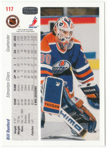 1991-92 Upper Deck Hockey #117 Bill Ranford