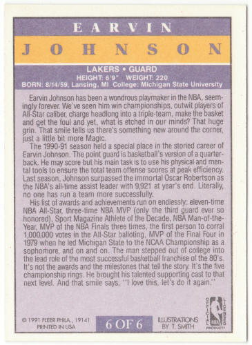 1991-92 Fleer Pro-Visions Basketball #PV6 Earvin Johnson
