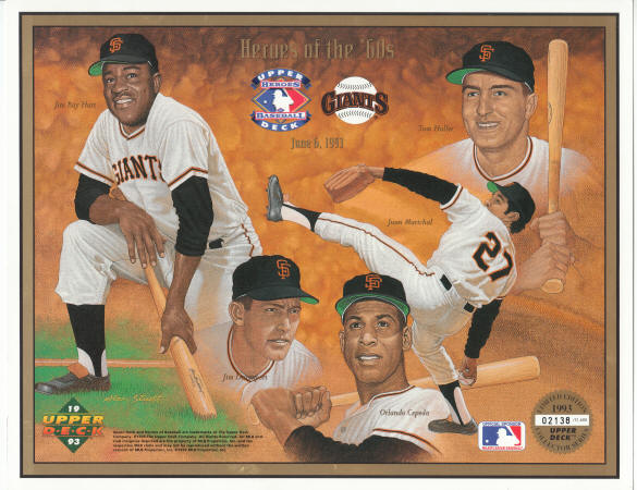 1993 Upper Deck Heroes Of The 60s San Francisco Giants Litho