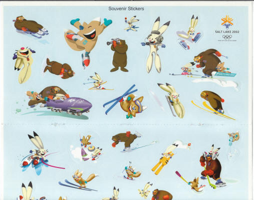 2002 Olympics Souvenir Stickers partial sheet image