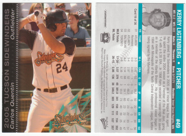 2005 Tucson Sidewinders Baseball Cards Team Set