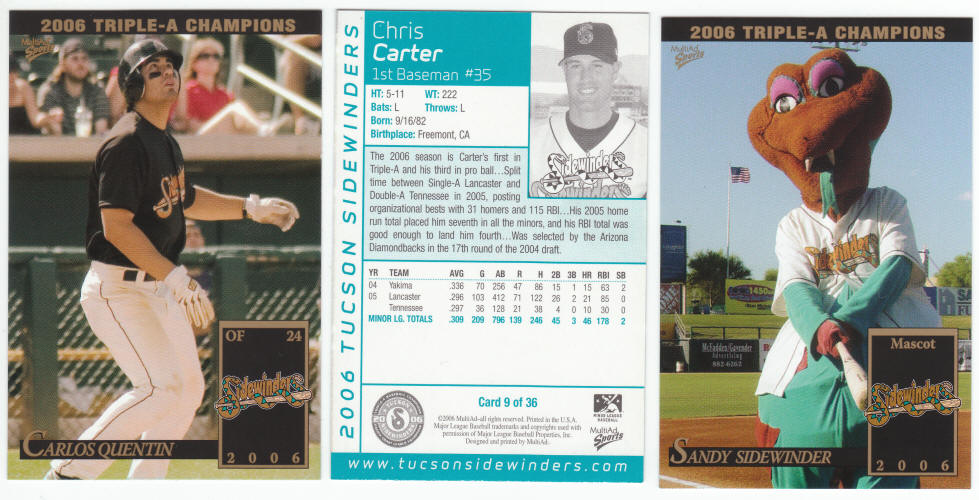 2006 Tucson Sidewinders Baseball Cards Team Set