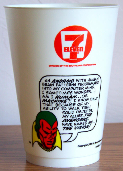 1975 Marvel Superhero 7-11 Slurpee Cup Vision
