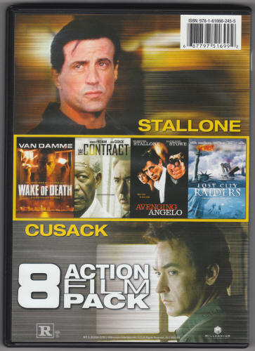 8 Action Film Pack DVDs back