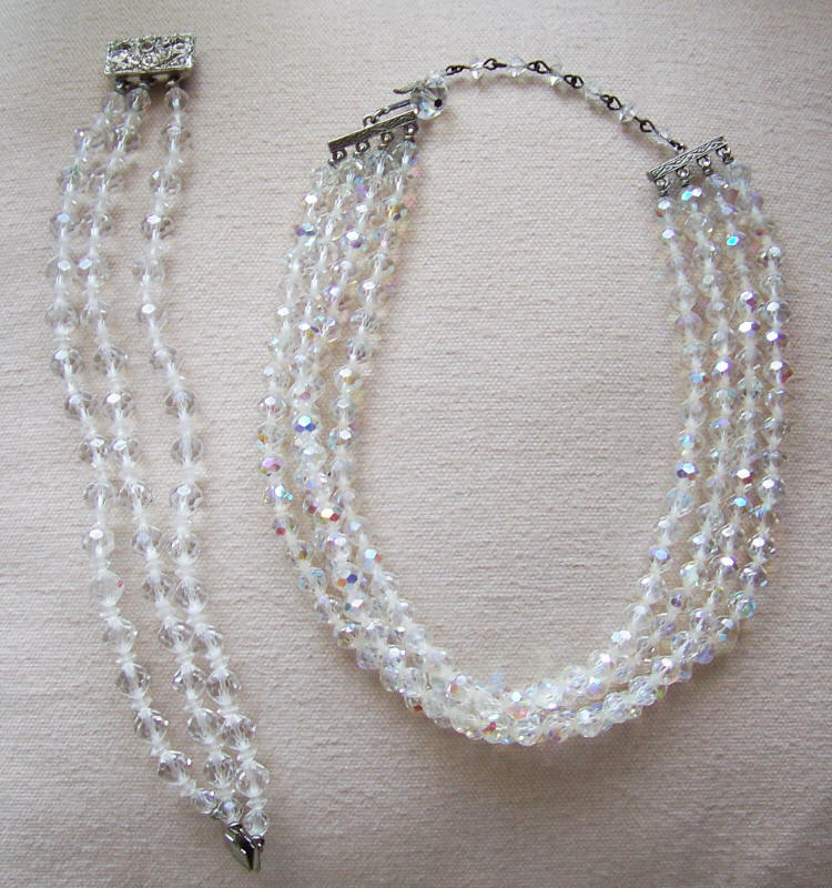 Aurora Borealis Bead Necklace Bracelet Set