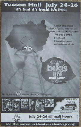 A Bugs Life Mall Tour Poster July 1998