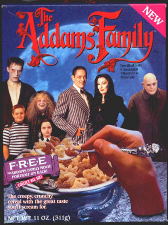 The Addams Family Cereal Box