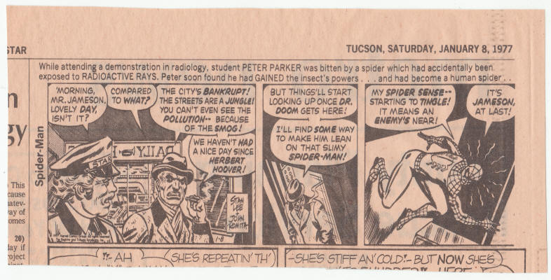 Amazing Spider-Man Daily Newspaper Strip #6 January 8 1977