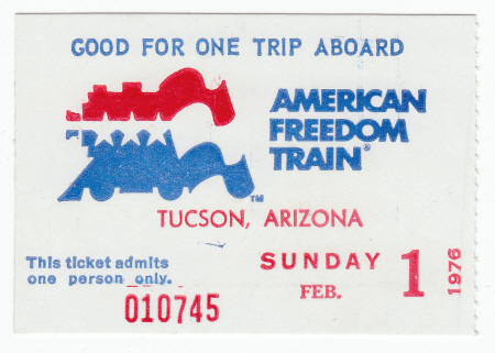 The American Freedom Train Ticket Stub
