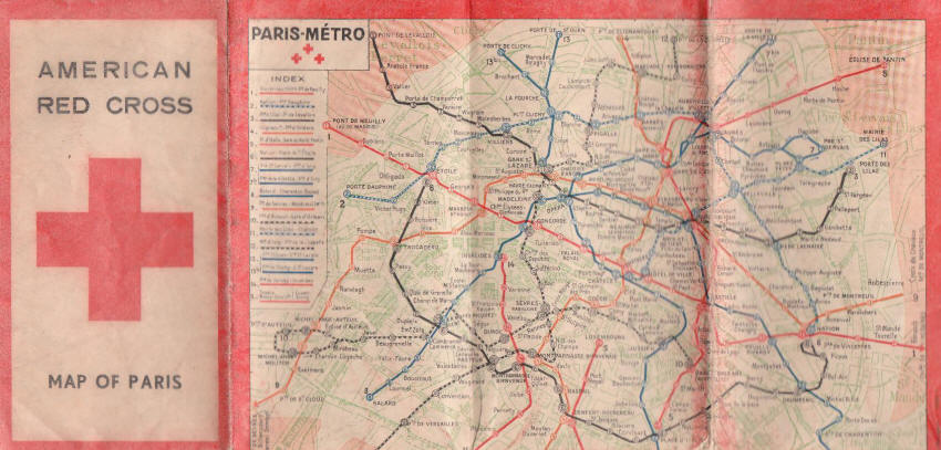 American Red Cross Map of Paris Metro Section