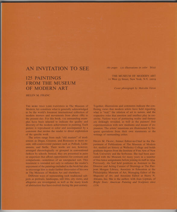 An Invitation To See 125 Paintings From The Museum Of Modern Art back cover