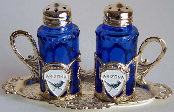 1969 Arizona Cobalt Blue Glass Salt And Pepper Shakers