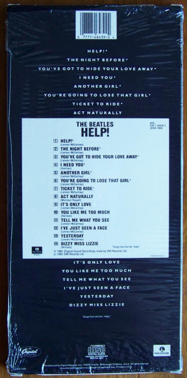 The Beatles Help CD Long Box back
