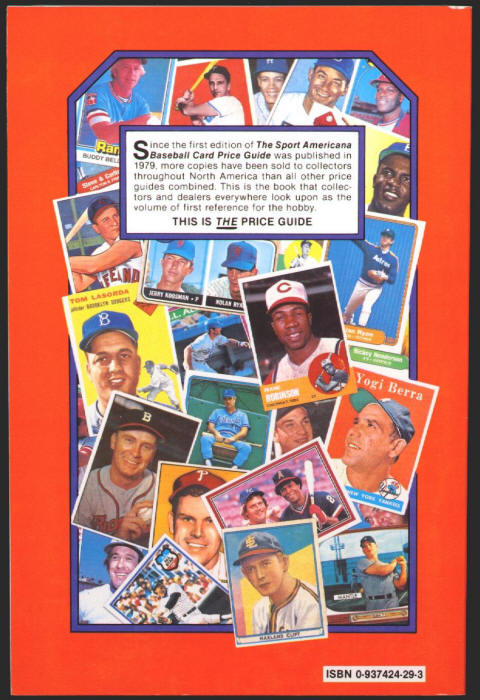Sport Americana Baseball Card Price Guide #8 back cover