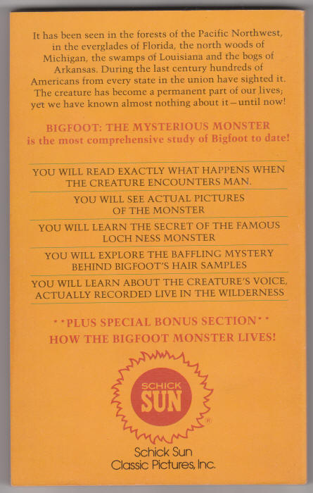 Bigfoot The Mysterious Monster back cover