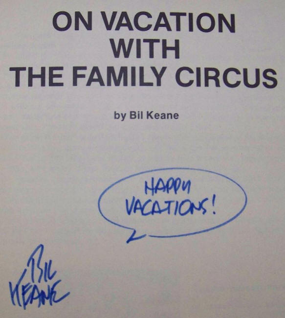 Bil Keane Signed On Vacation With The Family Circus