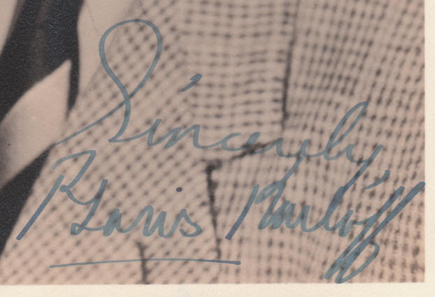 Boris Karloff Autograph Close-up