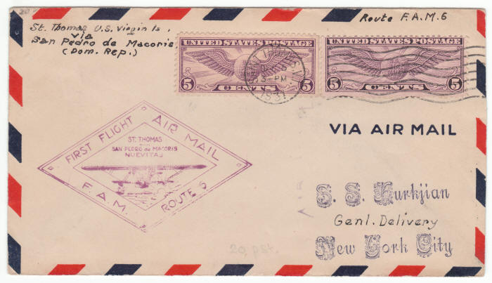 Foreign Air Mail Route 6 First Flight Cover 1931
