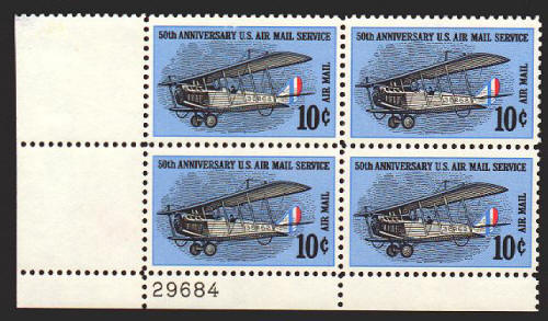 Scott #C74 50th Anniversary U.S. Air Mail Plate Block