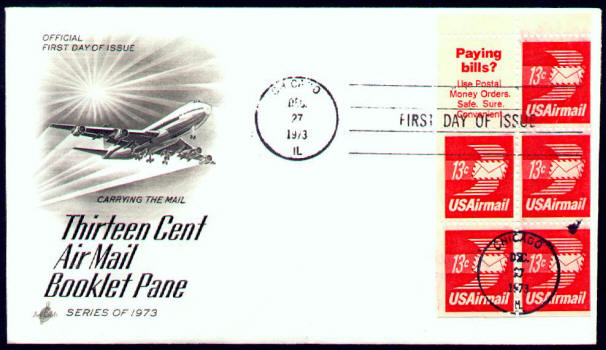 Scott #C79a Air Mail Booklet Pane First Day Cover