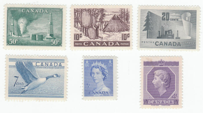 1950-53 Canada Postage Stamp Lot