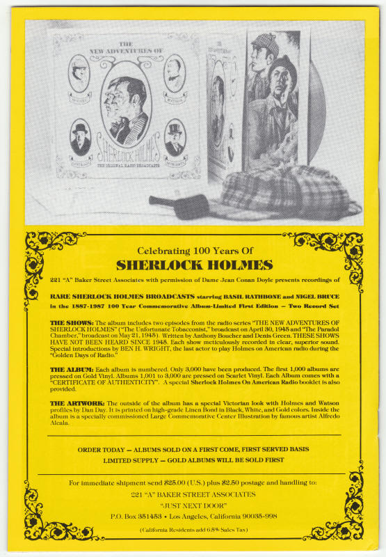 Cases Of Sherlock Holmes #6 back cover