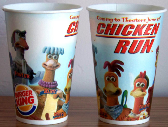 Chicken Run Burger King Teaser Paper Cups two sides