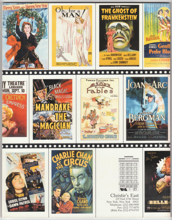 Christies Hollywood Posters III Auction Catalog 1992 back cover