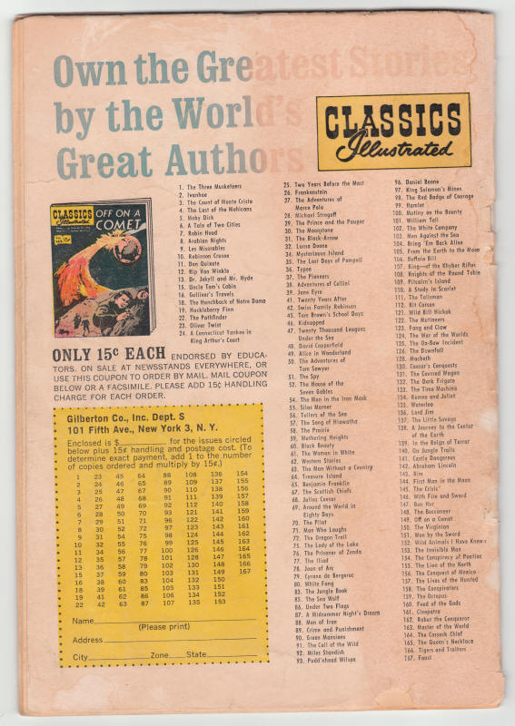 Classics Illustrated #144 back cover