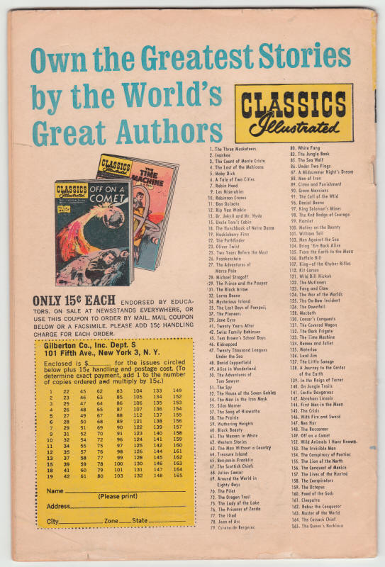 Classics Illustrated #19 back cover