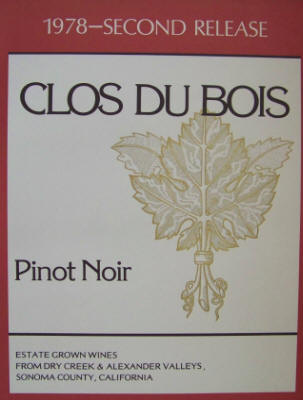 Clos Du Bois 1978 Vintage Wine Label Print Pinot Noir