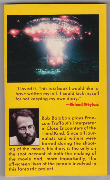 Close Encounters Of The Third Kind Diary back cover