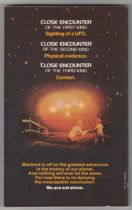 Close Encounters Of The Third Kind Fotonovel back cover