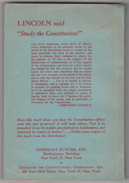 Constitution of the United States Thomas James Norton signed back cover
