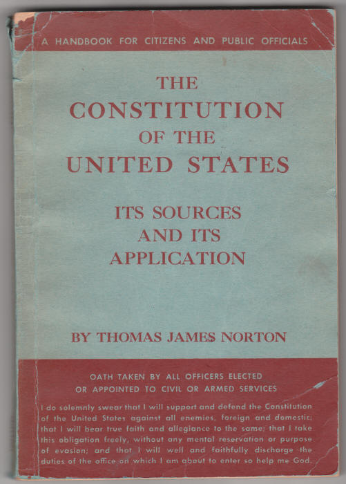 Constitution of the United States Thomas James Norton signed front cover