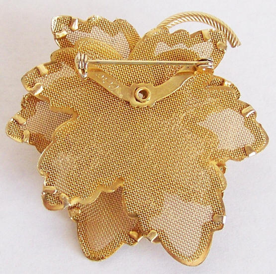 Coro Leaves With Faux Pearls Brooch back