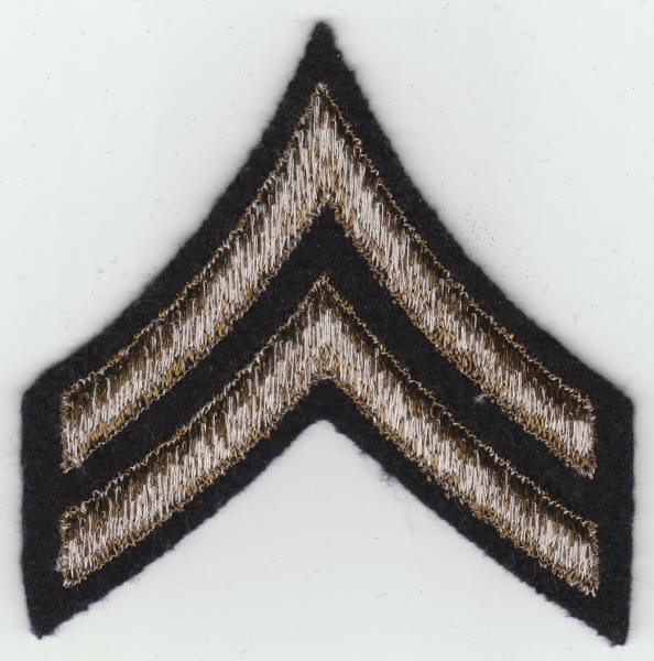 World War II Army Corporal Stripes back