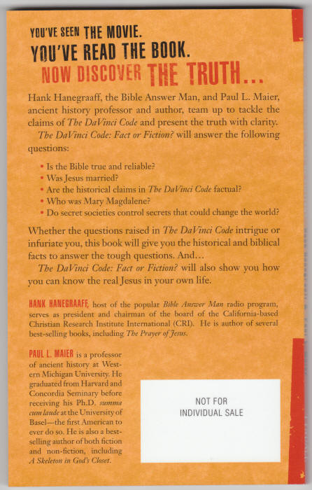 The Da Vinci Code Fact Or Fiction back cover