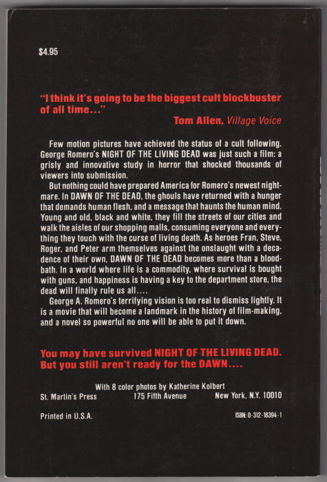 Dawn Of The Dead back cover