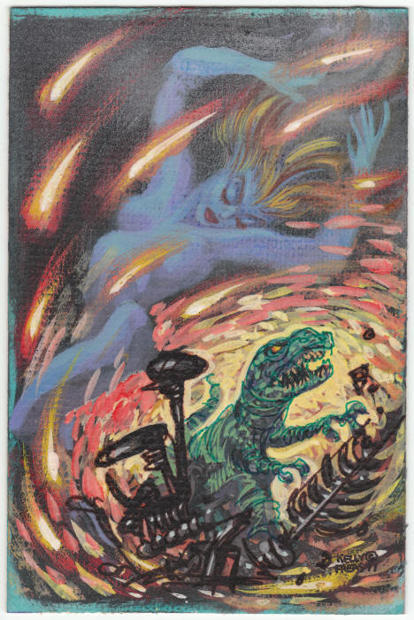 Original Dinosaur Beach Book Cover Study Artwork by Kelly Freas