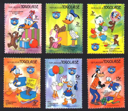 Donald Duck Togolaise Postage Stamps