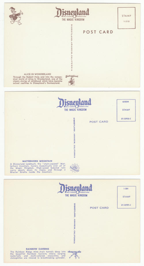 1960s Disneyland Post Cards