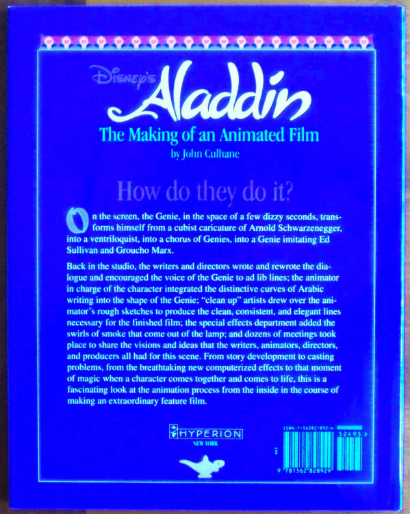 Disneys Aladdin The Making Of An Animated Film back cover