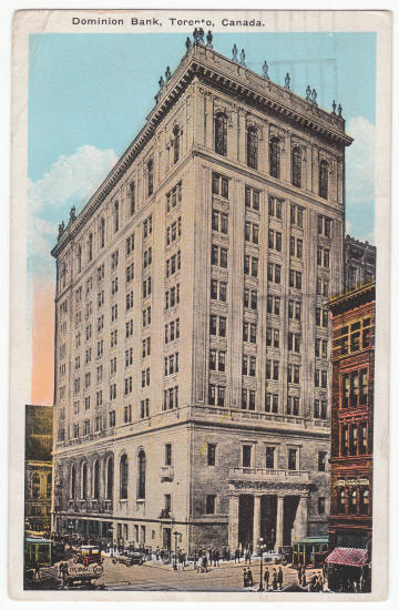 1926 Dominion Bank Toronto Canada Post Card