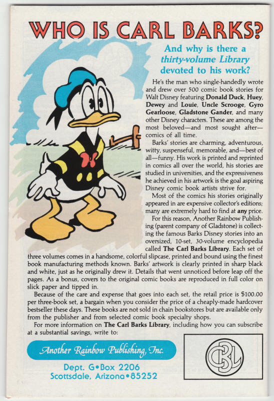 Donald Duck #250 back cover