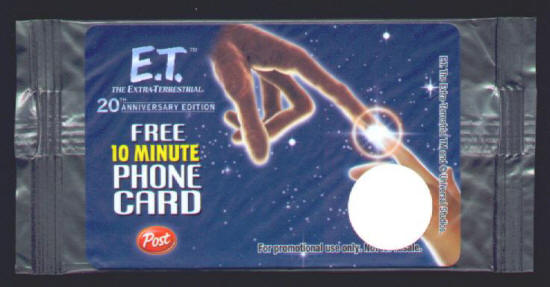 ET The Extraterrestrial Phone Card Cereal Premium