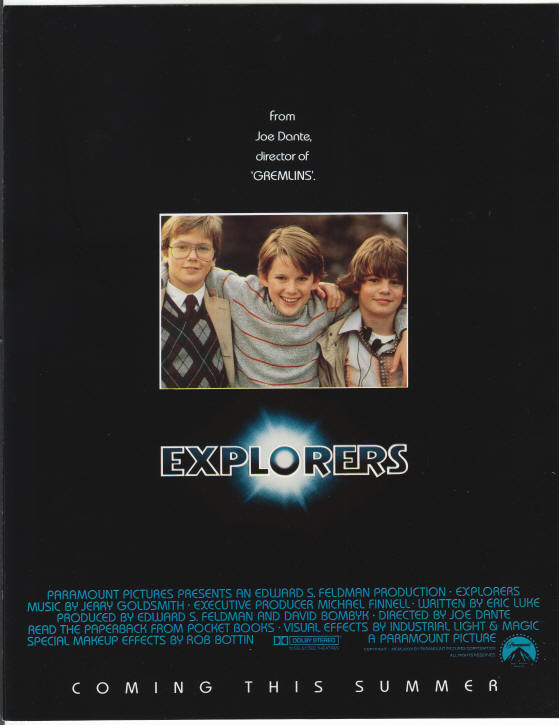 Explorers Movie Promo Card back